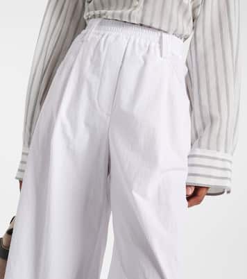 Pantalon ample à taille haute en coton | Brunello Cucinelli