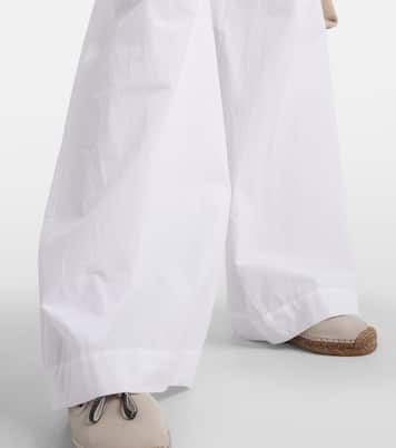 Pantalon ample à taille haute en coton | Brunello Cucinelli