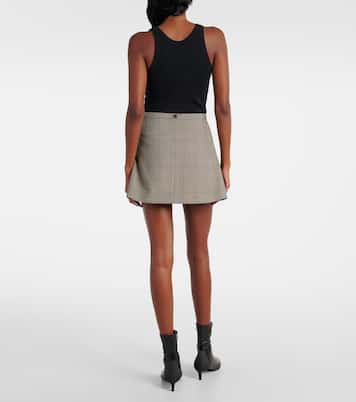 Prince of Wales check wool-blend miniskirt | Courrèges