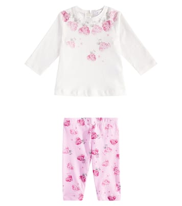 Bebé - set Flowery Heart de camiseta y leggings | Monnalisa