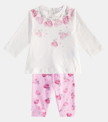 Bebé - set Flowery Heart de camiseta y leggings | Monnalisa