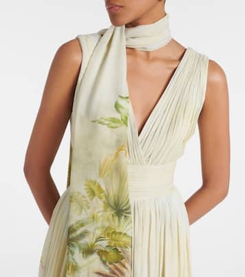 Abito lungo in georgette con stampa | Elie Saab