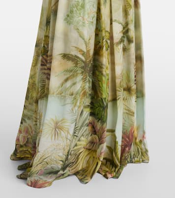 Abito lungo in georgette con stampa | Elie Saab