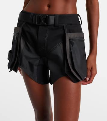 Belted low-rise cotton cargo shorts | Mugler
