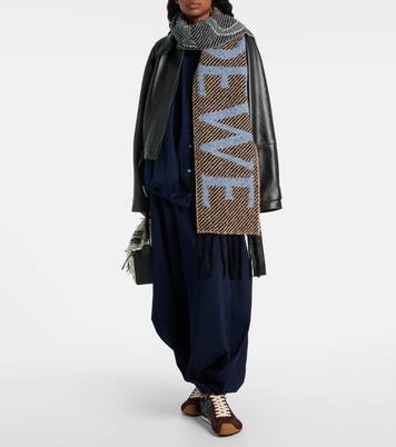 Logo alpaca and wool-blend scarf  | Loewe