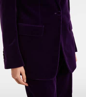 جاكيت بليزر من القطن المخملي بصف من الأزرار | Tom Ford