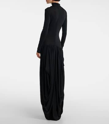 Asymmetric pleated turtleneck maxi dress | Magda Butrym