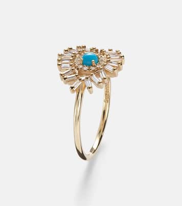 Evil Eye Mini 18kt gold ring with turquoise and diamonds | Suzanne Kalan