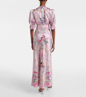 Lace-trimmed printed silk midi dress | Camilla