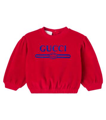 Baby logo cotton-blend velvet sweatshirt | Gucci Kids