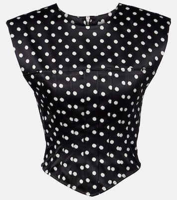 Polka-dot satin corset top | Ganni