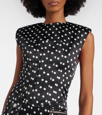 Polka-dot satin corset top | Ganni