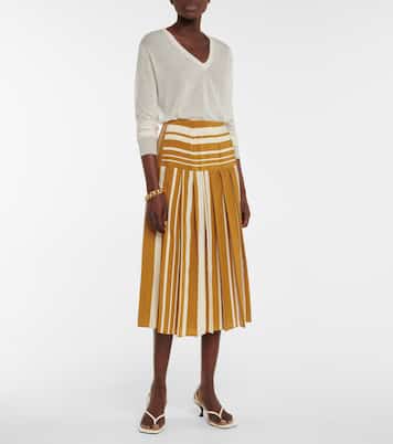 Falda midi Swanson de crepé a rayas | Joseph