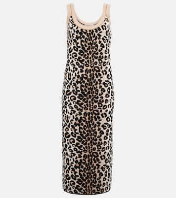 Robe midi en jacquard à motif léopard | Valentino