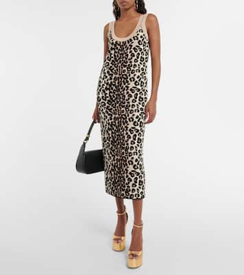 Robe midi en jacquard à motif léopard | Valentino