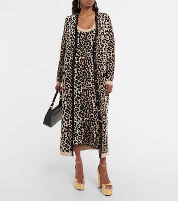 Robe midi en jacquard à motif léopard | Valentino