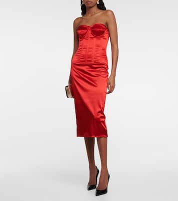 Strapless satin corset midi dress | Dolce&Gabbana