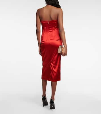 Strapless satin corset midi dress | Dolce&Gabbana