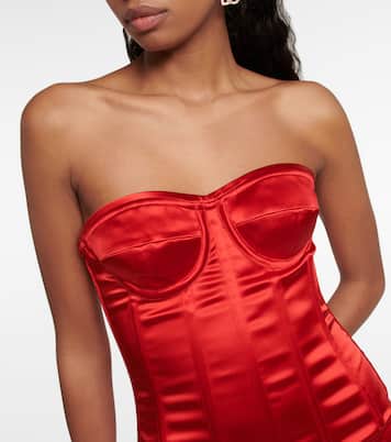Strapless satin corset midi dress | Dolce&Gabbana