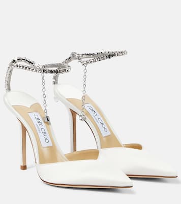 Pumps Saeda 100 in raso con cristalli | Jimmy Choo