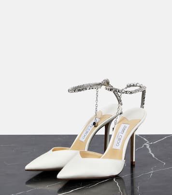 Pumps Saeda 100 in raso con cristalli | Jimmy Choo