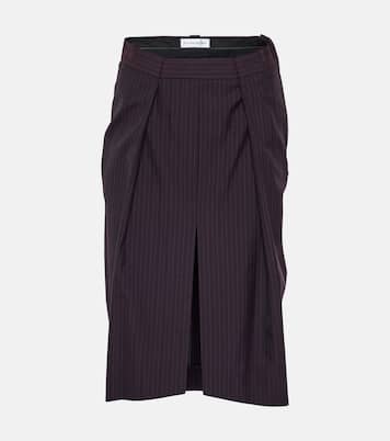 Herringbone chalk stripe midi skirt | Victoria Beckham