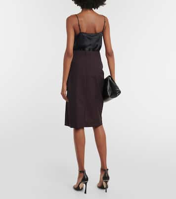 Herringbone chalk stripe midi skirt | Victoria Beckham
