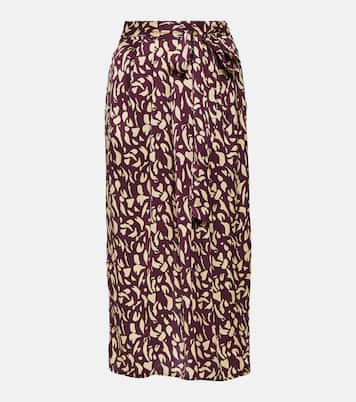 Falda midi Juno de satén estampada | Velvet