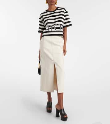 High-rise denim maxi skirt  | Patou