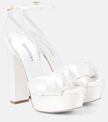 Sandales à plateforme de mariée Olie 140 en satin | Aquazzura