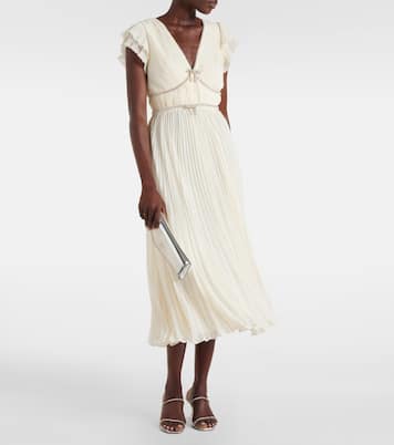 Crystal-embellished chiffon midi dress | Self-Portrait