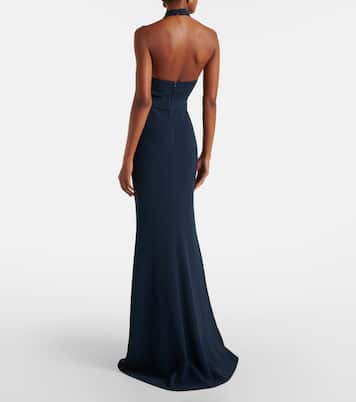 Abito lungo in cady con scollo all'americana | Elie Saab