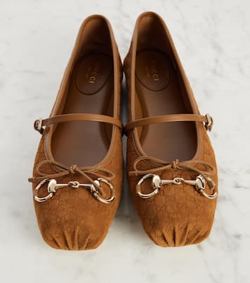 Ballerine Gucci Horsebit in suede GG | Gucci