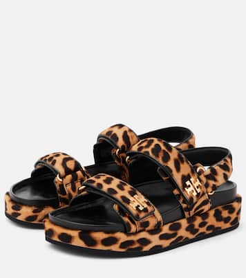 Kira leopard-print calf hair platform sandals | Tory Burch