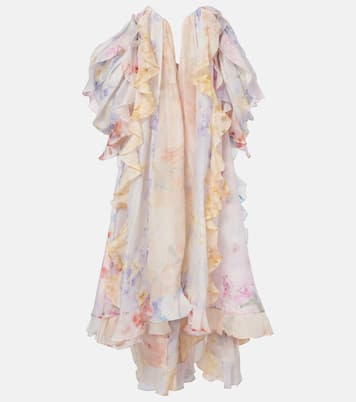 Abito lungo Crush in organza di lino e seta | Zimmermann