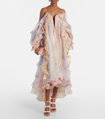 Abito lungo Crush in organza di lino e seta | Zimmermann