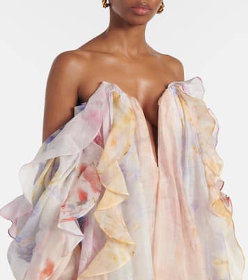 Abito lungo Crush in organza di lino e seta | Zimmermann