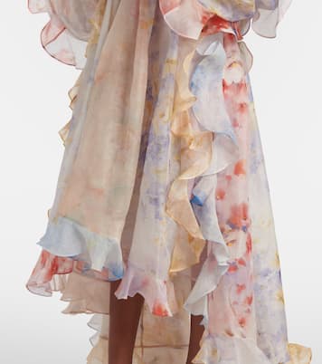Abito lungo Crush in organza di lino e seta | Zimmermann