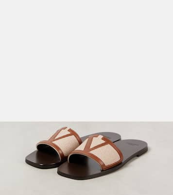 Viva Superstar leather-trimmed slides | Valentino Garavani