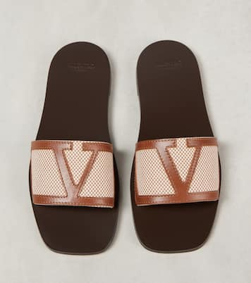 Viva Superstar leather-trimmed slides | Valentino Garavani