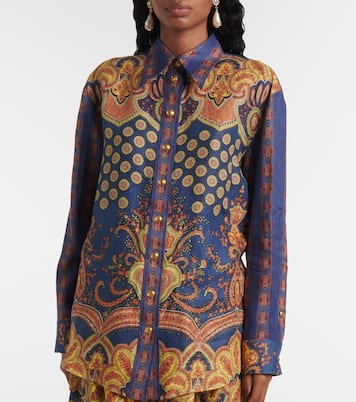 Blusa Voyage Imaginaire VLogo in lino | Valentino