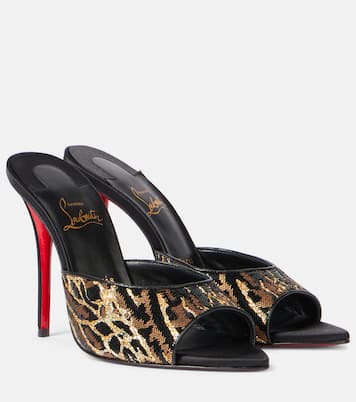 Mules Miss Z 100 in raso con pailettes | Christian Louboutin