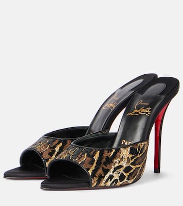 Mules Miss Z 100 in raso con pailettes | Christian Louboutin