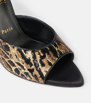 Mules Miss Z 100 in raso con pailettes | Christian Louboutin