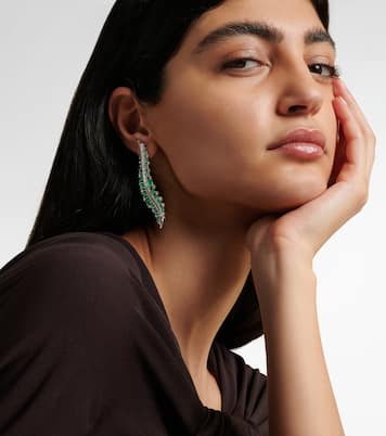 Orecchini Scatter in oro bianco 18kt con diamanti e smeraldi | Ananya