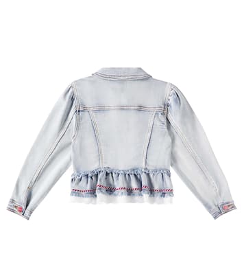 Ruffled lace-trimmed denim jacket | Monnalisa