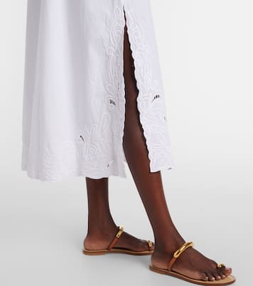 Besticktes Midikleid aus Baumwollpopeline | Juliet Dunn