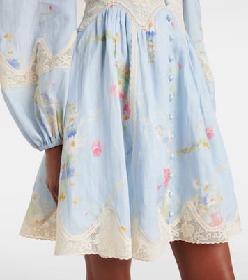 Miniabito Lucky Lace in lino con stampa floreale | Zimmermann