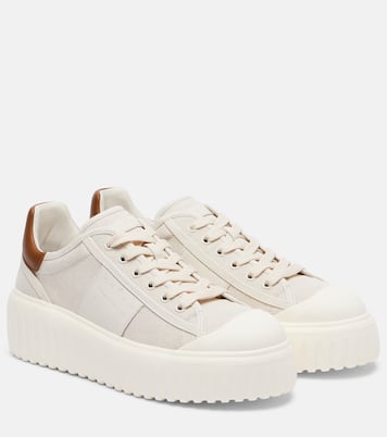 H-stripes canvas and leather sneakers | Hogan