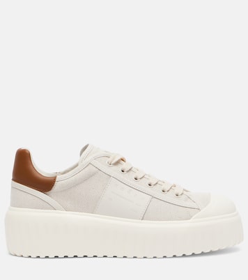 H-stripes canvas and leather sneakers | Hogan